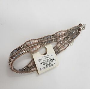 Lucky Branded Beaded Statement Choker Necklace‎ New Semi Precious Accents Boho